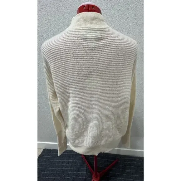 Ivory Mock Neck Dolman Sleeve Knit Sweater Pullover Relaxed Fit - Picture 2 of 7